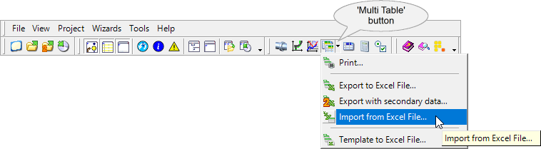 Multi Table Button On Toolbar Import